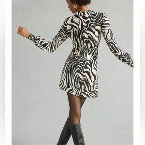 By Anthropologie Printed Wrap Dress Black & White -